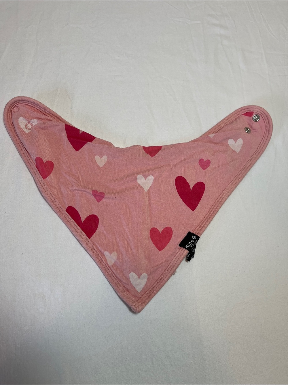 Kyte Pink Heart Bandana Bib with Snap Closures